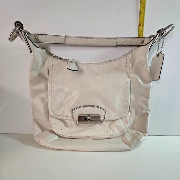 White Leather Coach Kristin Hobo Bag Purse, Convertible Crossbody Satchel - Picture 1 of 16